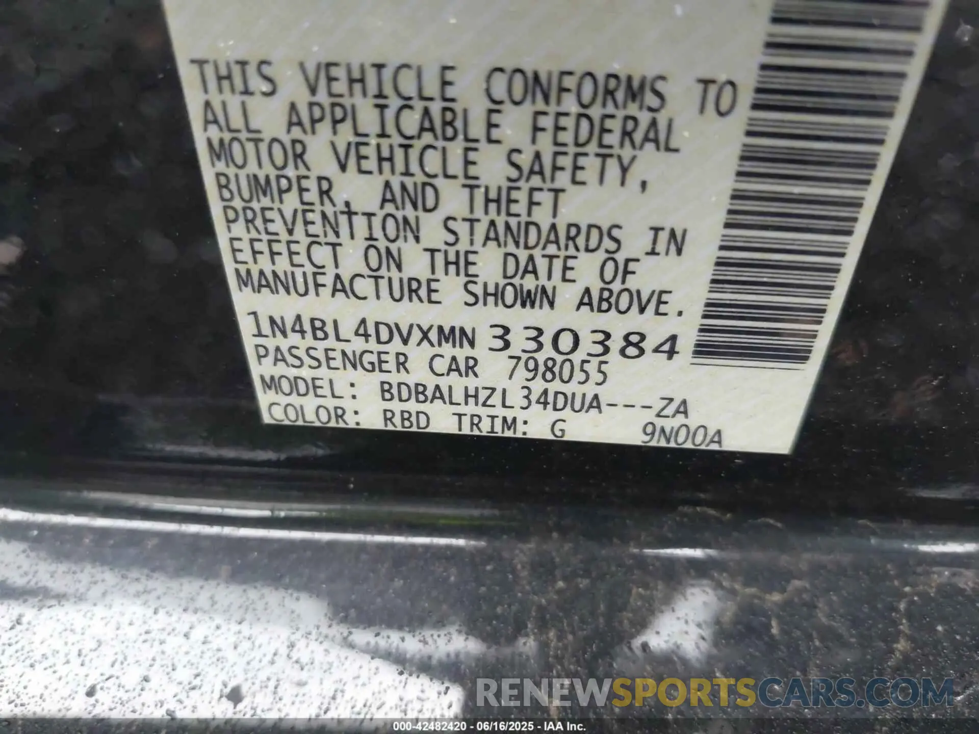 9 Фотография поврежденного автомобиля 1N4BL4DVXMN330384 NISSAN ALTIMA 2021