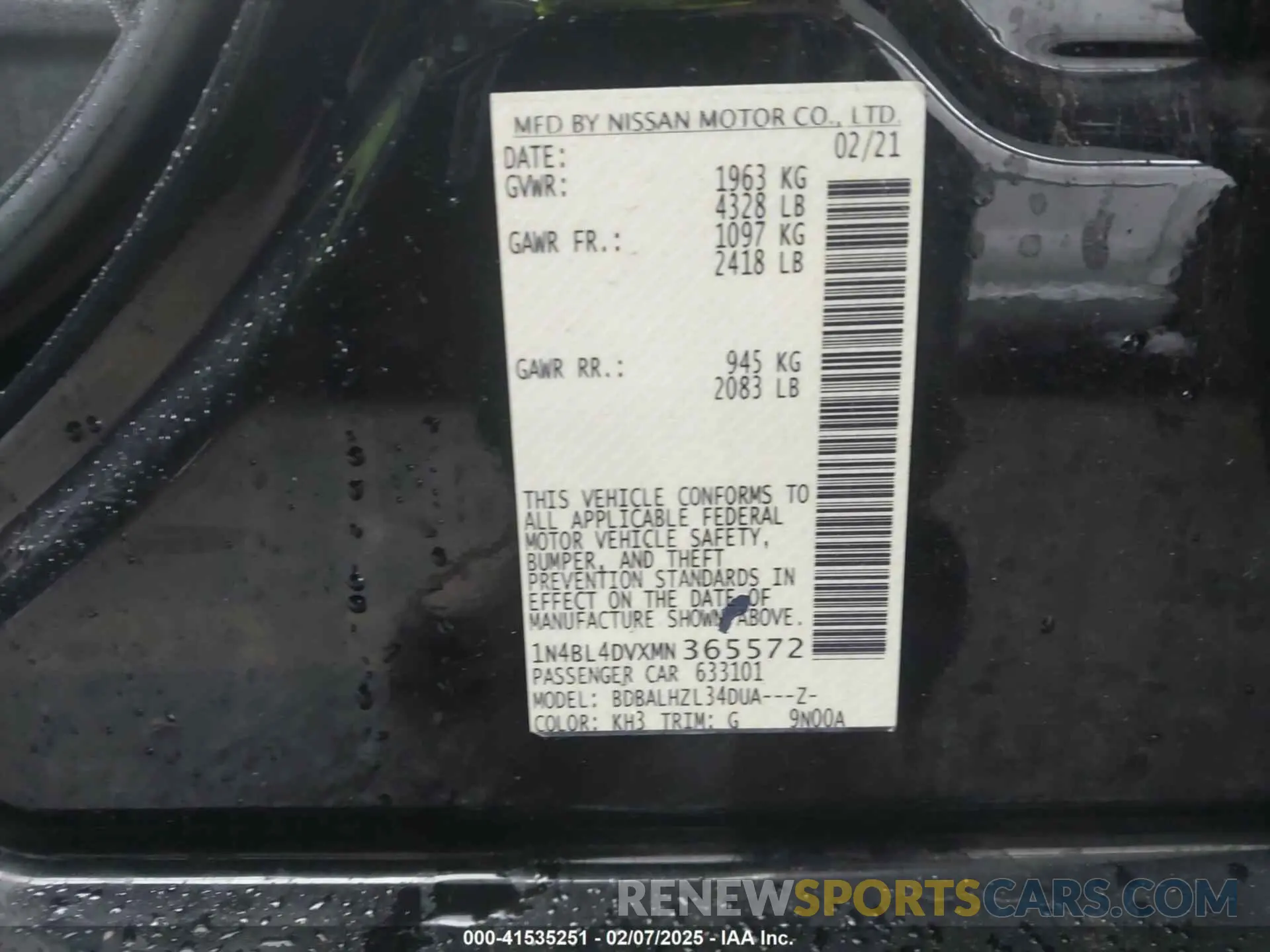 9 Фотография поврежденного автомобиля 1N4BL4DVXMN365572 NISSAN ALTIMA 2021