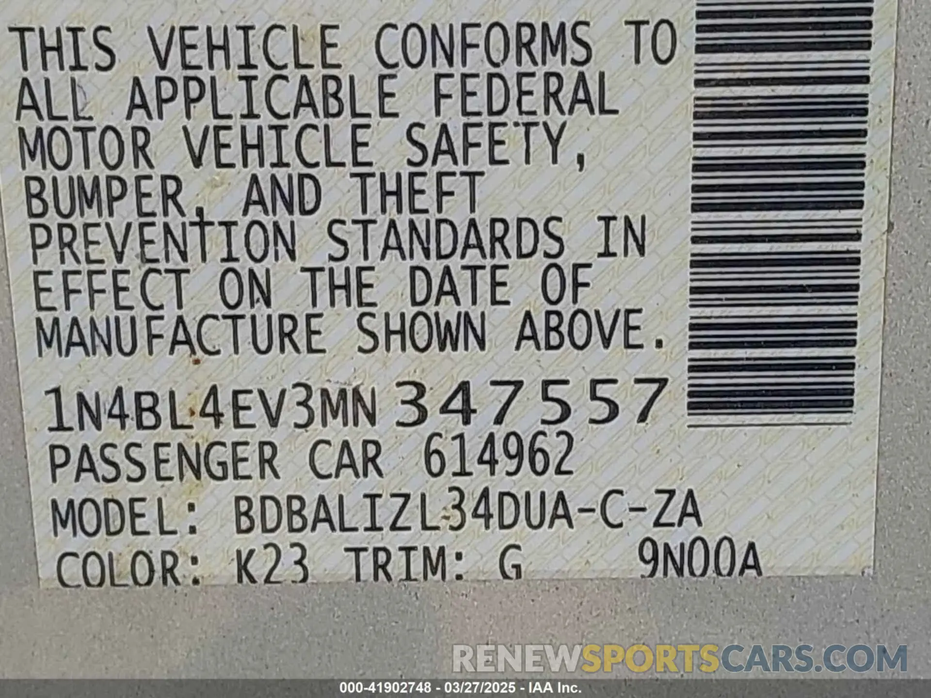 9 Фотография поврежденного автомобиля 1N4BL4EV3MN347557 NISSAN ALTIMA 2021