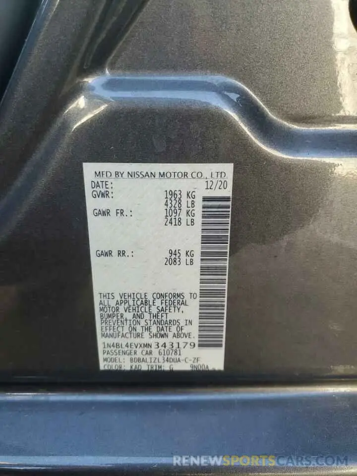 12 Фотография поврежденного автомобиля 1N4BL4EVXMN343179 NISSAN ALTIMA 2021