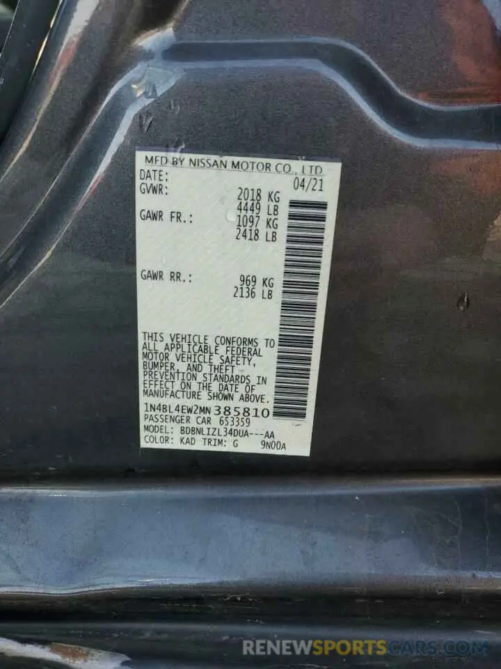 14 Photograph of a damaged car 1N4BL4EW2MN385810 NISSAN ALTIMA 2021