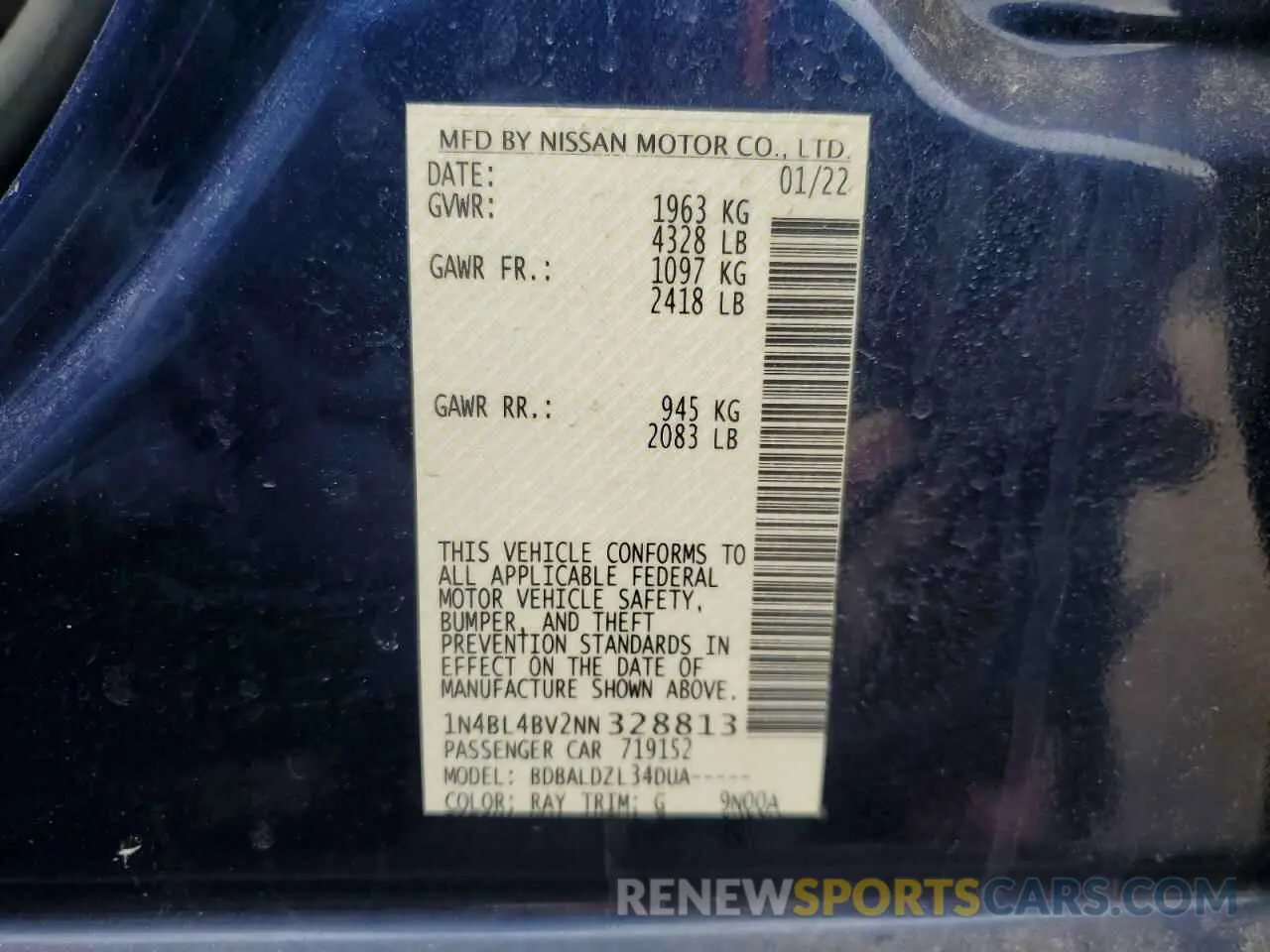 13 Фотография поврежденного автомобиля 1N4BL4BV2NN328813 NISSAN ALTIMA 2022