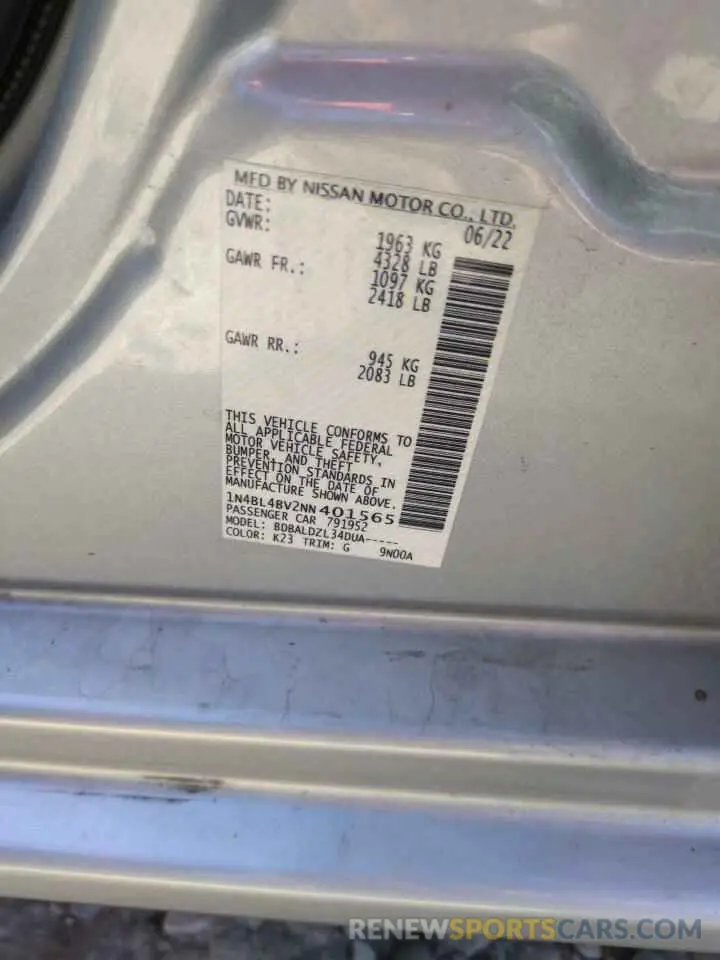 13 Photograph of a damaged car 1N4BL4BV2NN401565 NISSAN ALTIMA 2022