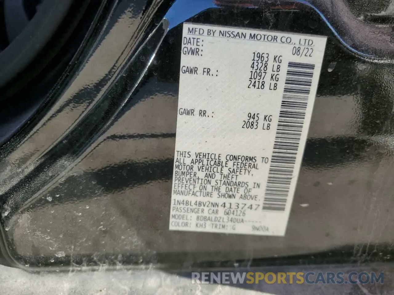 12 Фотография поврежденного автомобиля 1N4BL4BV2NN413747 NISSAN ALTIMA 2022