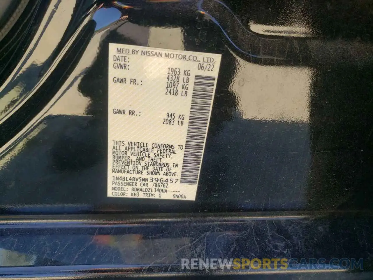 12 Фотография поврежденного автомобиля 1N4BL4BV5NN396457 NISSAN ALTIMA 2022
