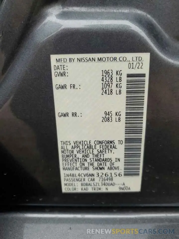 13 Фотография поврежденного автомобиля 1N4BL4CV6NN326156 NISSAN ALTIMA 2022