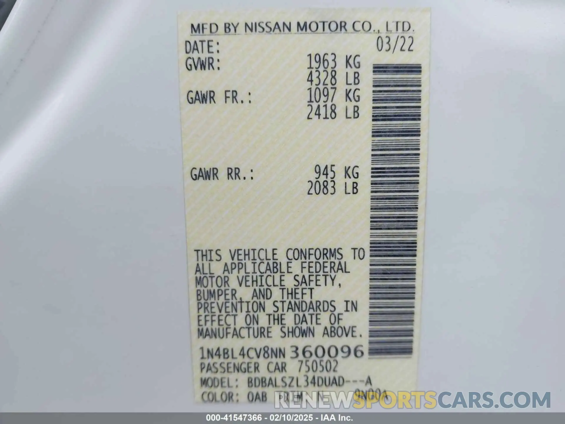 9 Фотография поврежденного автомобиля 1N4BL4CV8NN360096 NISSAN ALTIMA 2022