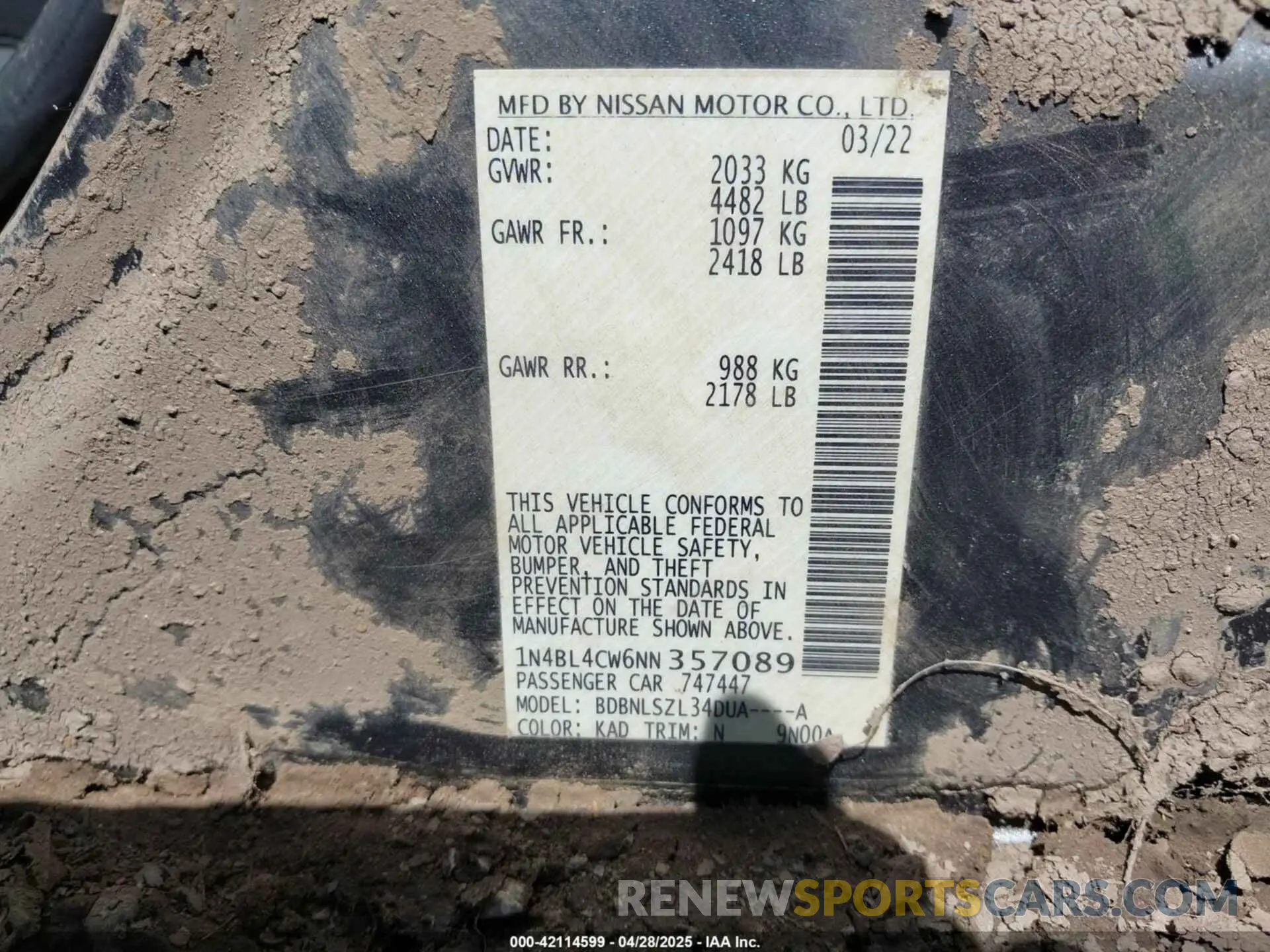 9 Фотография поврежденного автомобиля 1N4BL4CW6NN357089 NISSAN ALTIMA 2022