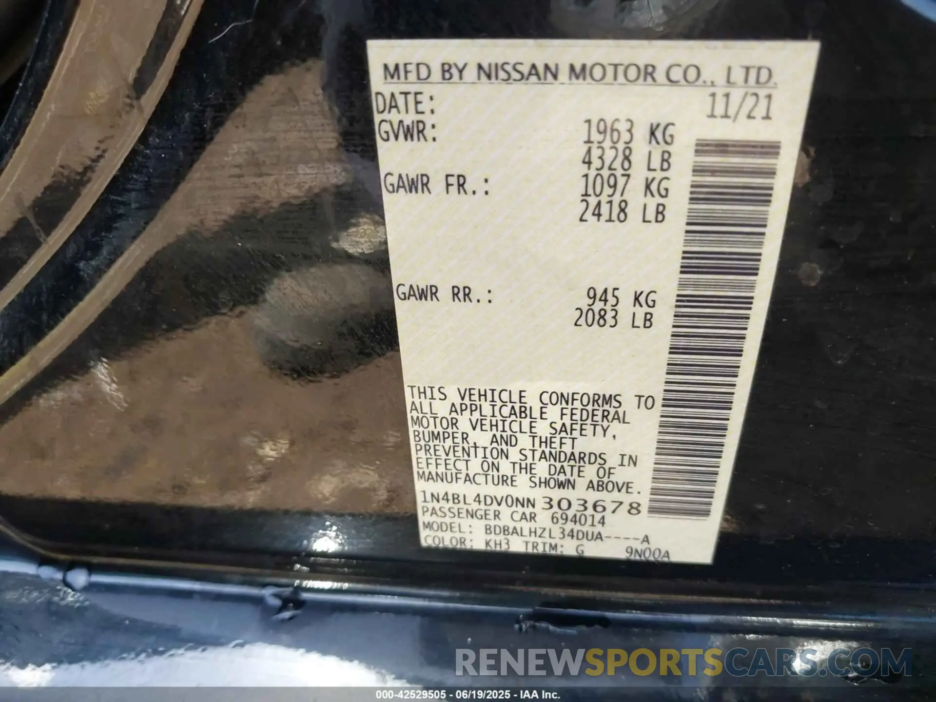 9 Фотография поврежденного автомобиля 1N4BL4DV0NN303678 NISSAN ALTIMA 2022