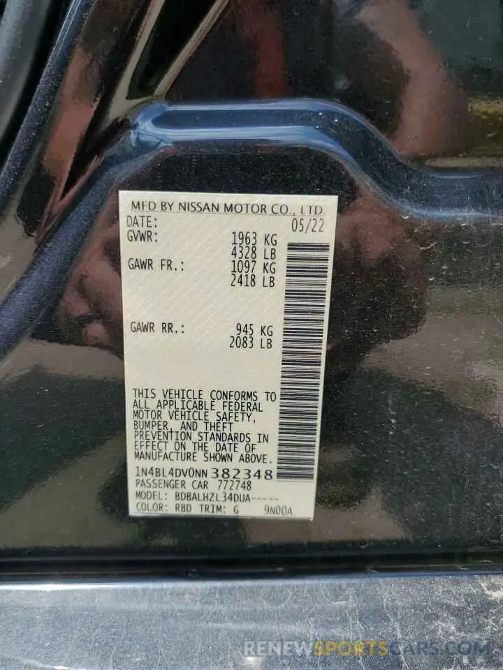 13 Photograph of a damaged car 1N4BL4DV0NN382348 NISSAN ALTIMA 2022