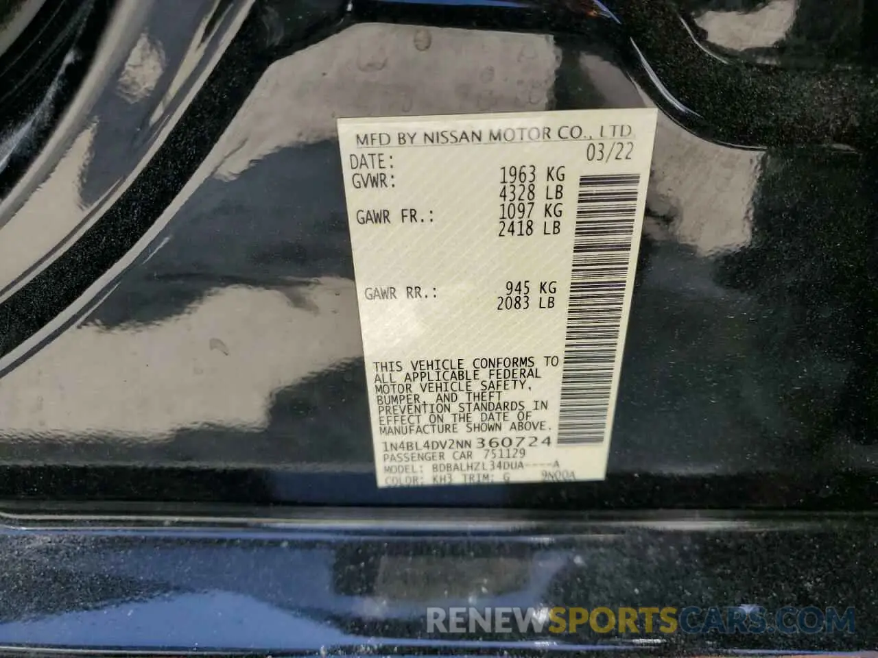 12 Фотография поврежденного автомобиля 1N4BL4DV2NN360724 NISSAN ALTIMA 2022
