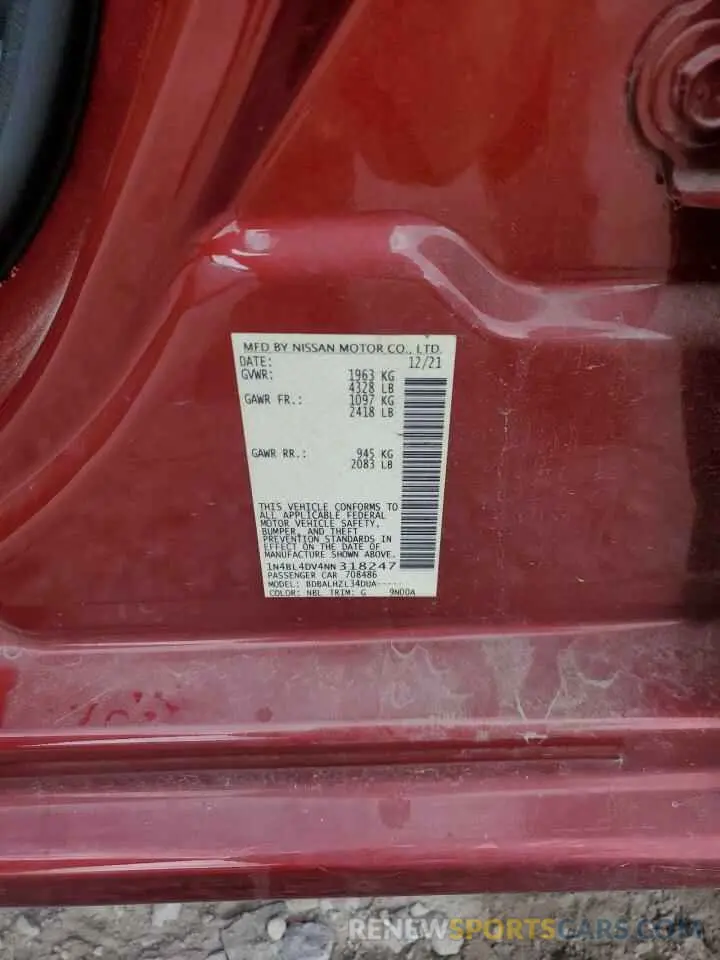 13 Photograph of a damaged car 1N4BL4DV4NN318247 NISSAN ALTIMA 2022