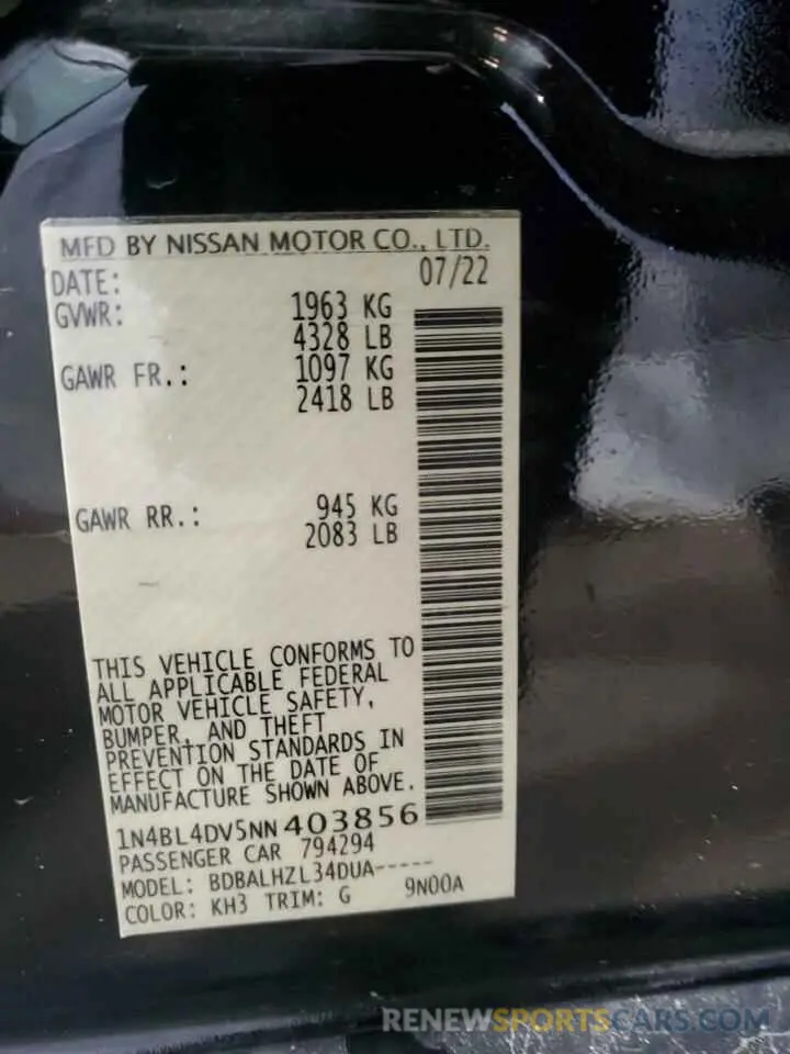 13 Фотография поврежденного автомобиля 1N4BL4DV5NN403856 NISSAN ALTIMA 2022