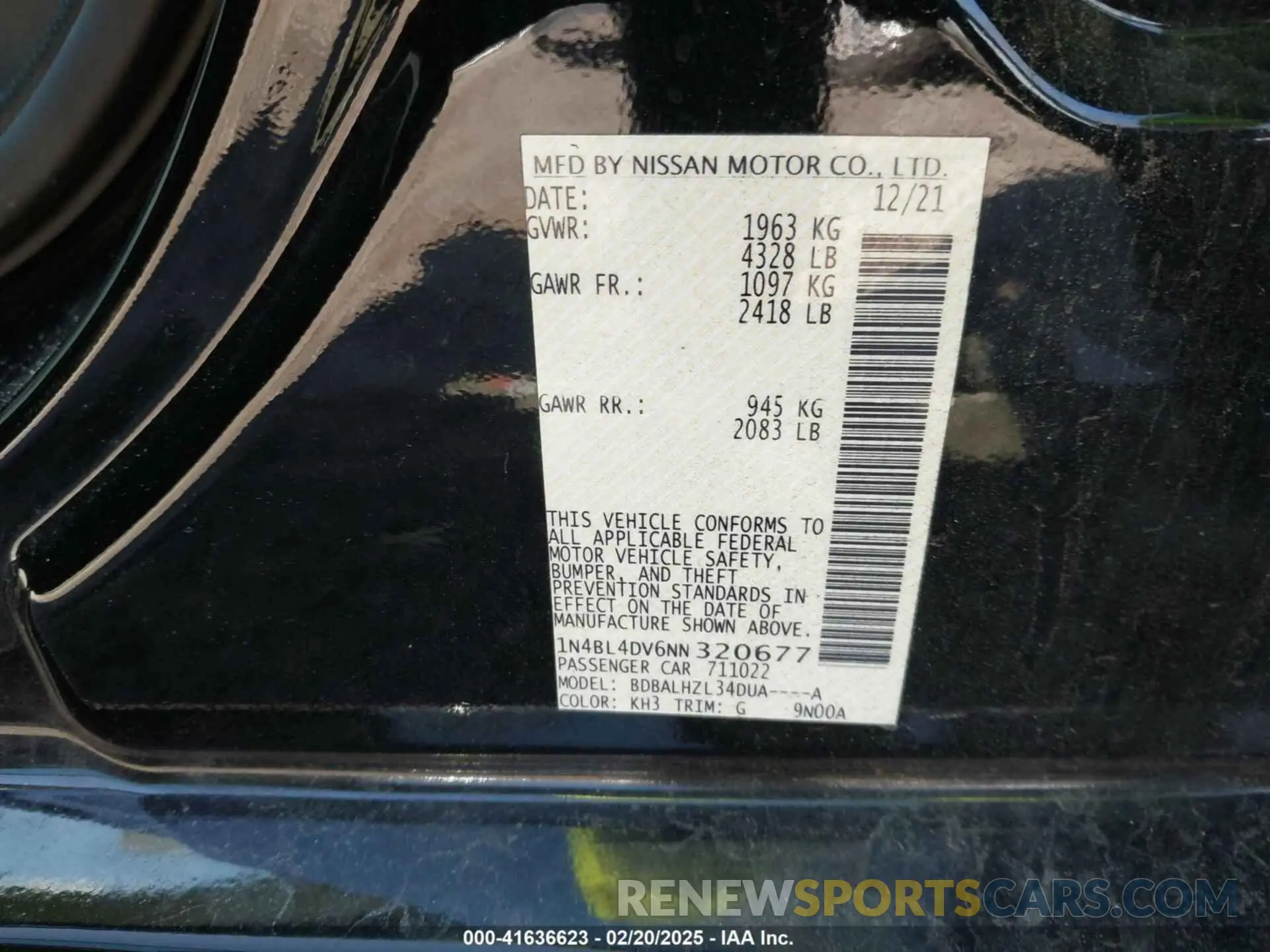 9 Photograph of a damaged car 1N4BL4DV6NN320677 NISSAN ALTIMA 2022
