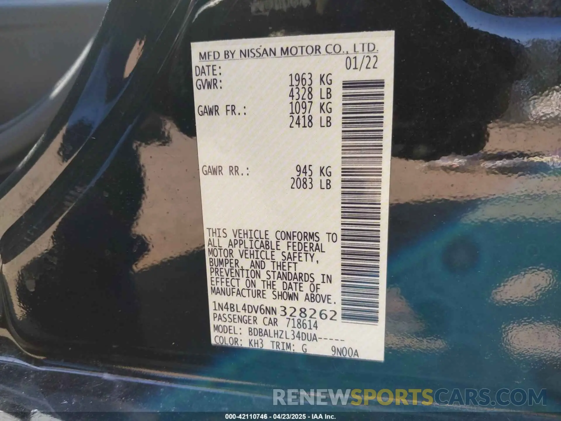 9 Фотография поврежденного автомобиля 1N4BL4DV6NN328262 NISSAN ALTIMA 2022