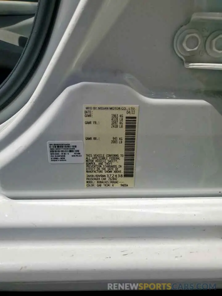 12 Фотография поврежденного автомобиля 1N4BL4DV6NN372438 NISSAN ALTIMA 2022