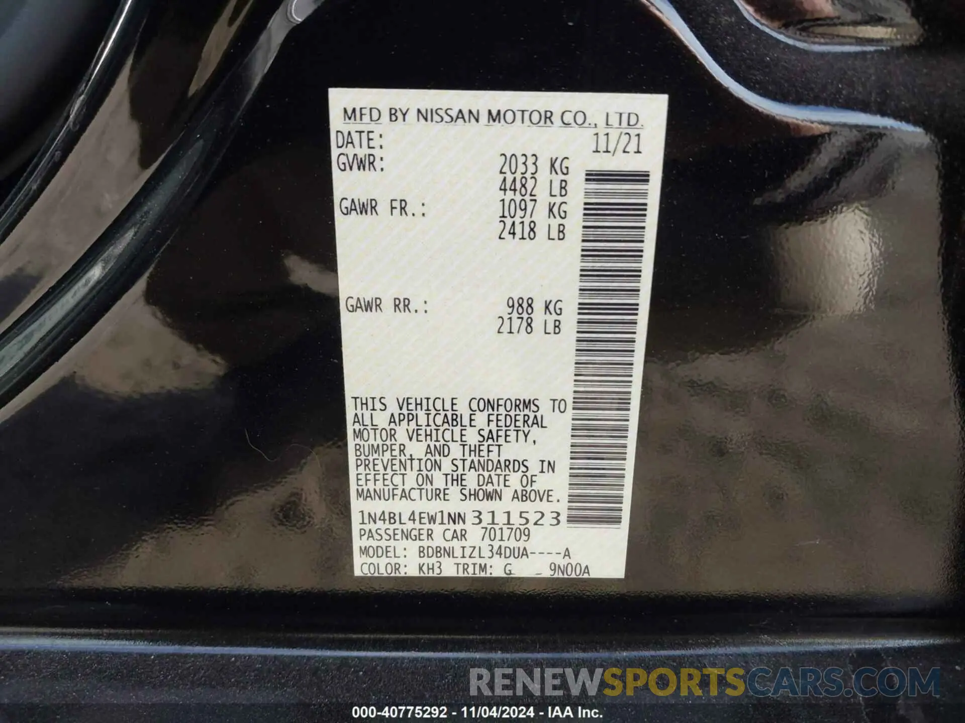 9 Фотография поврежденного автомобиля 1N4BL4EW1NN311523 NISSAN ALTIMA 2022