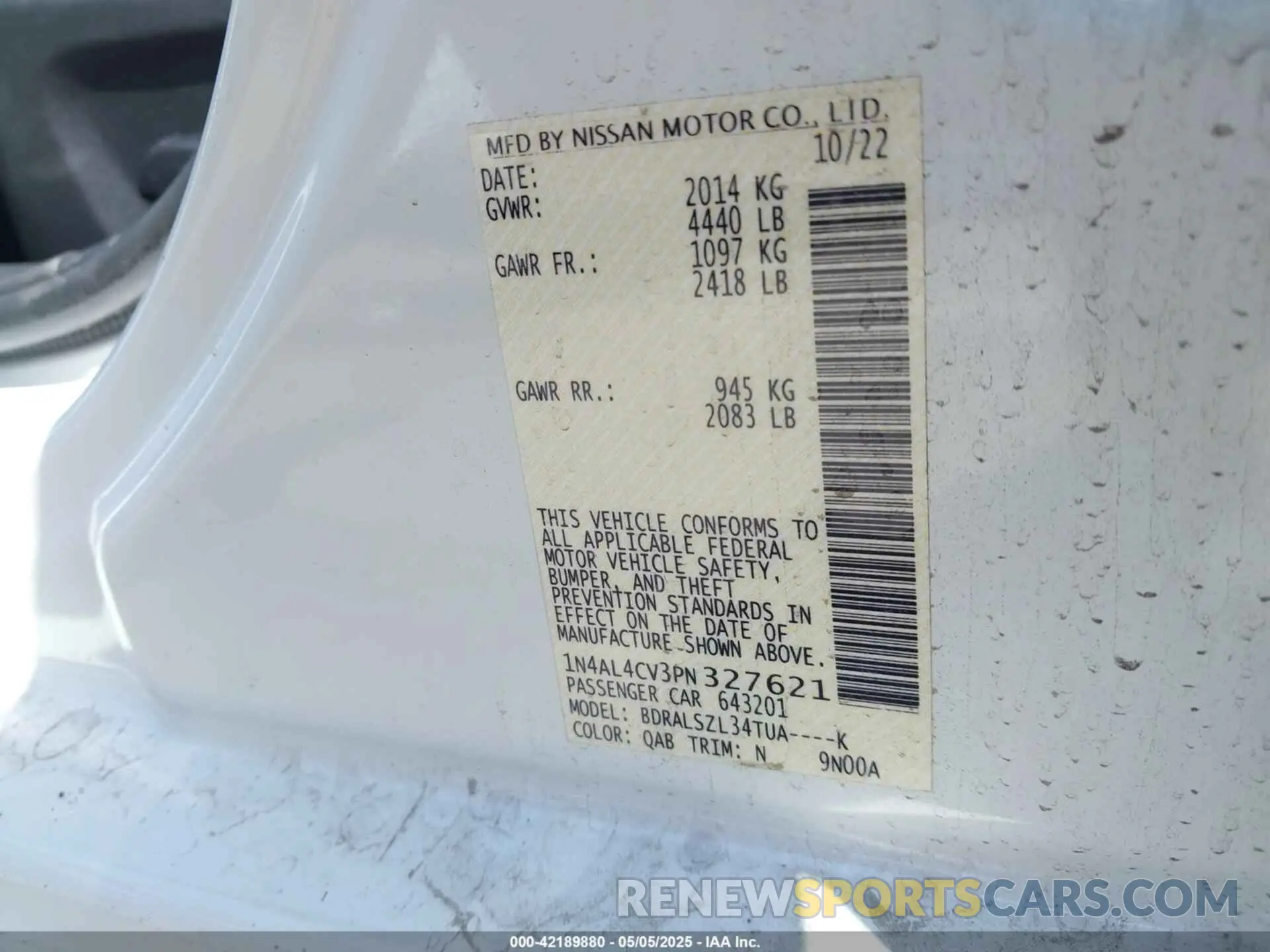 9 Фотография поврежденного автомобиля 1N4AL4CV3PN327621 NISSAN ALTIMA 2023
