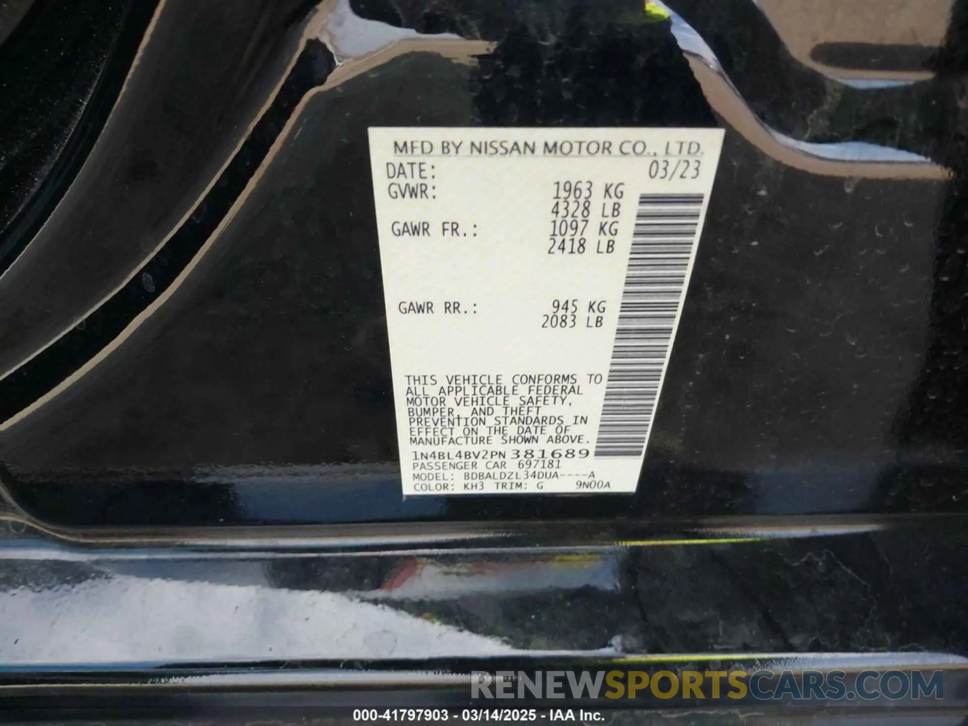 9 Фотография поврежденного автомобиля 1N4BL4BV2PN381689 NISSAN ALTIMA 2023