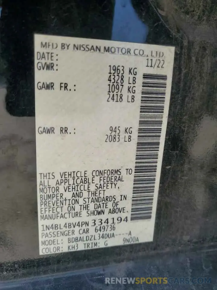 12 Фотография поврежденного автомобиля 1N4BL4BV4PN334194 NISSAN ALTIMA 2023