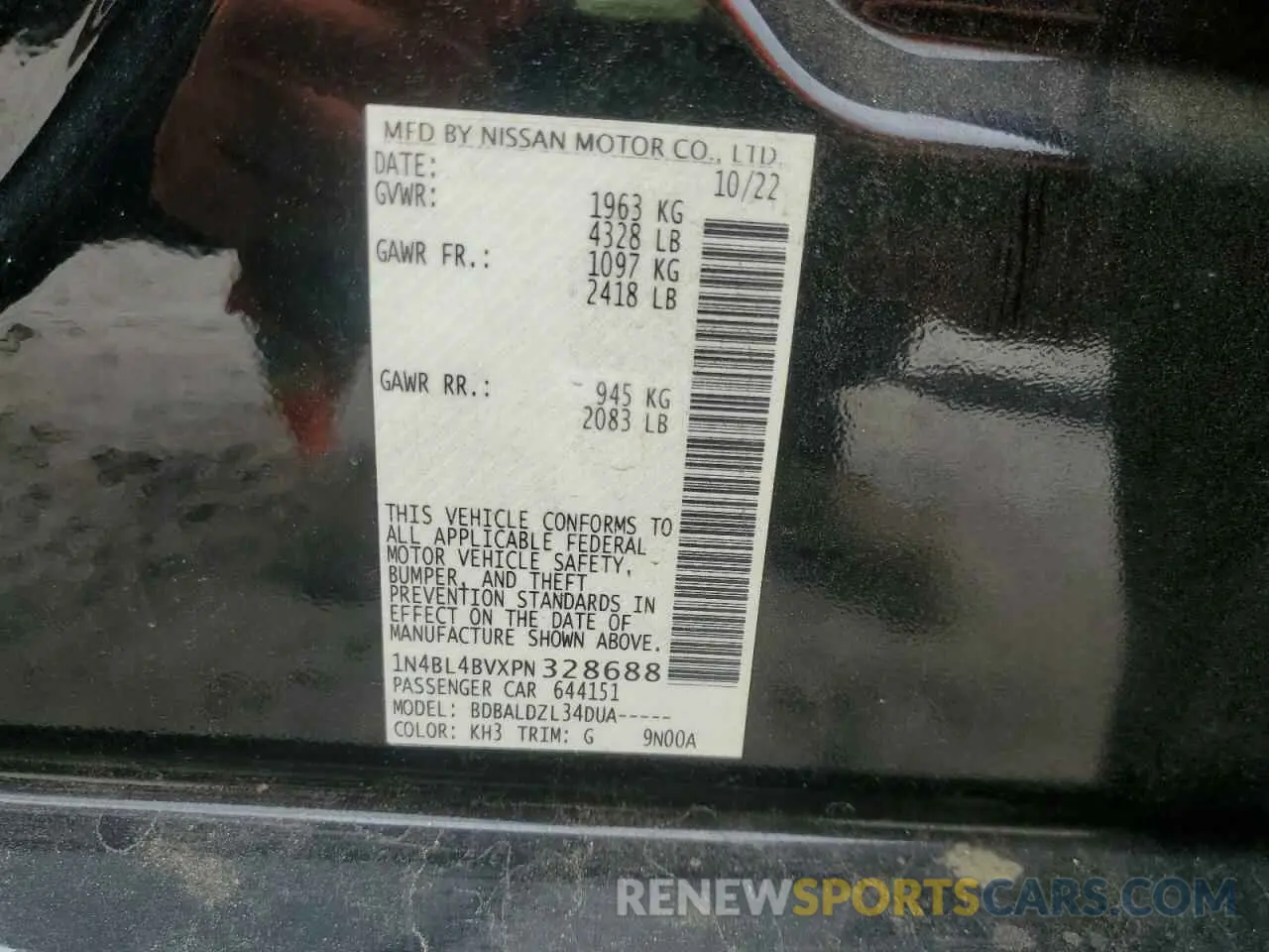 12 Photograph of a damaged car 1N4BL4BVXPN328688 NISSAN ALTIMA 2023