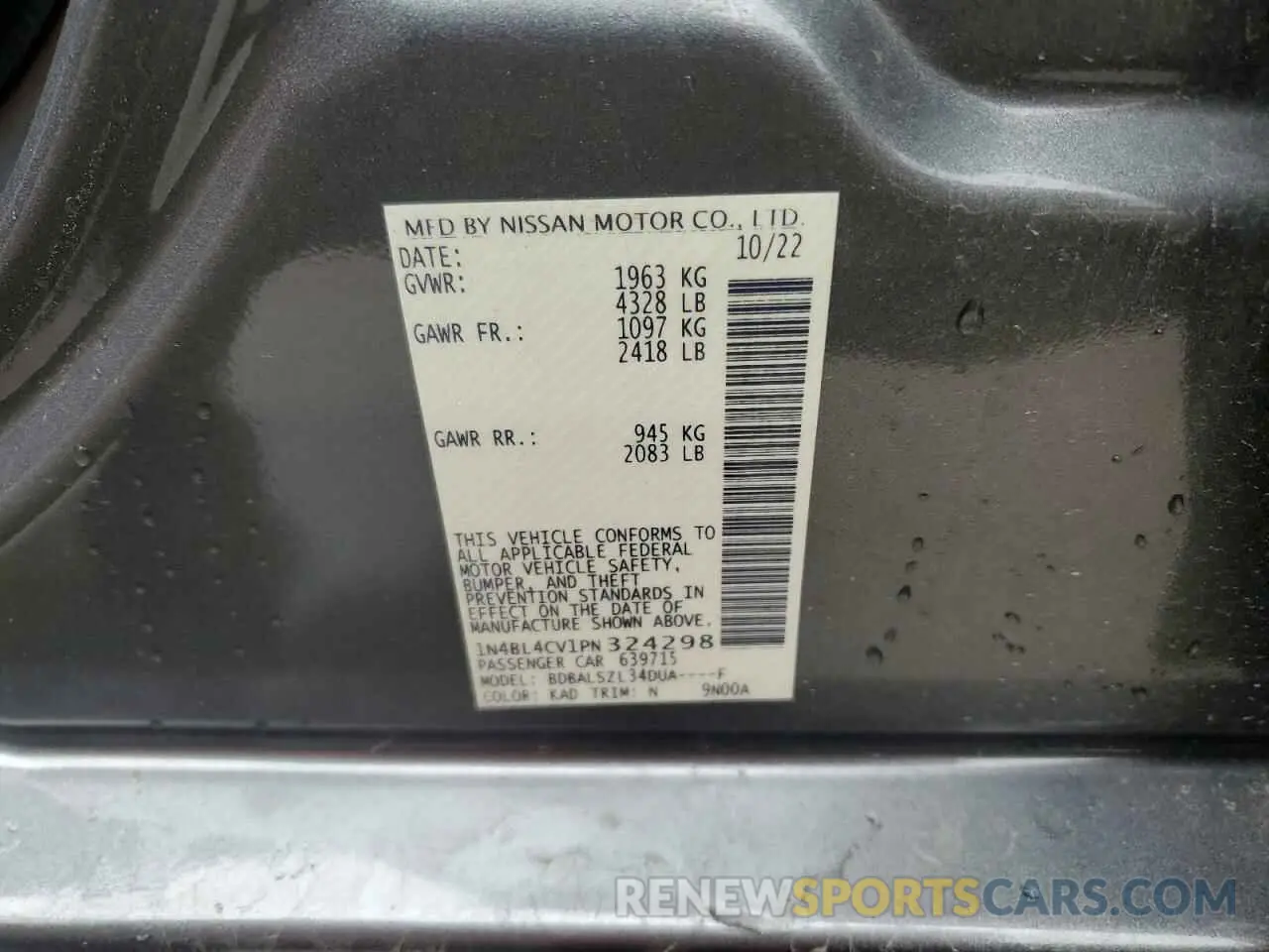 12 Photograph of a damaged car 1N4BL4CV1PN324298 NISSAN ALTIMA 2023