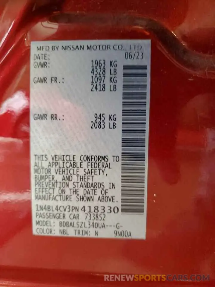 12 Фотография поврежденного автомобиля 1N4BL4CV3PN418330 NISSAN ALTIMA 2023