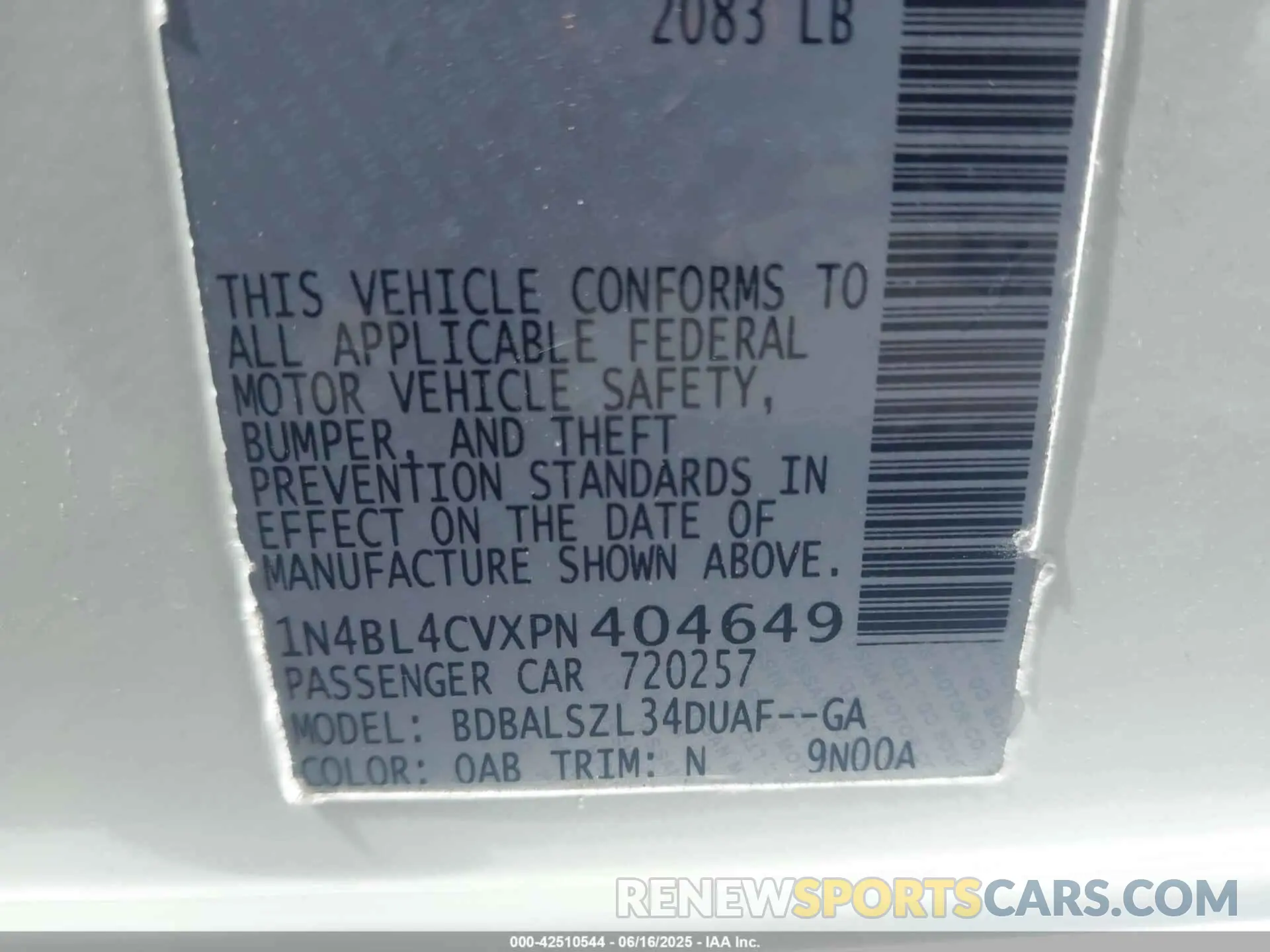 9 Фотография поврежденного автомобиля 1N4BL4CVXPN404649 NISSAN ALTIMA 2023