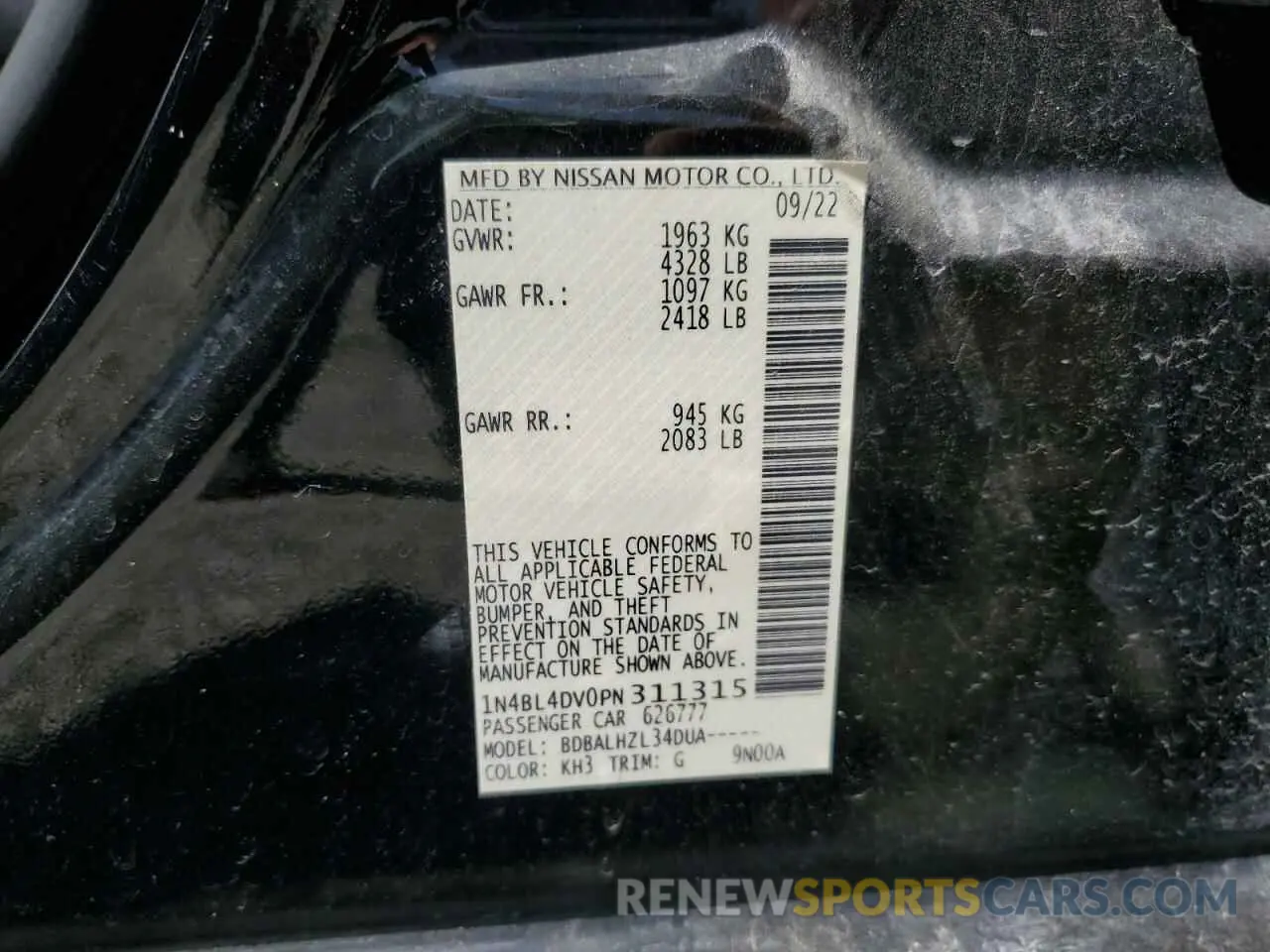 12 Photograph of a damaged car 1N4BL4DV0PN311315 NISSAN ALTIMA 2023