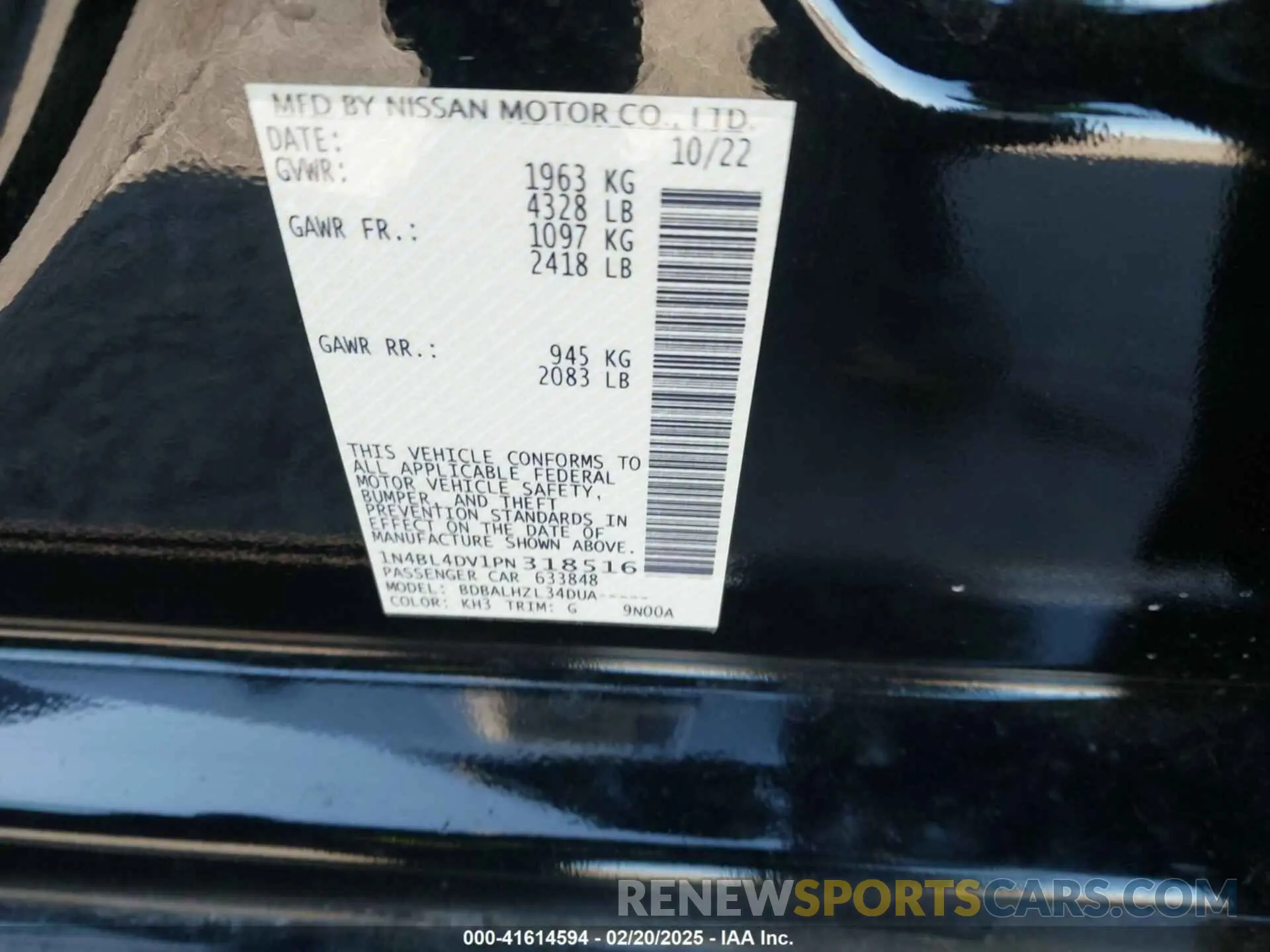 9 Фотография поврежденного автомобиля 1N4BL4DV1PN318516 NISSAN ALTIMA 2023