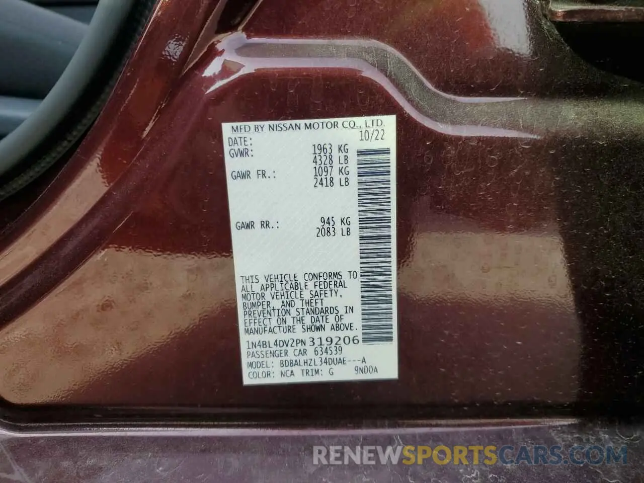 12 Фотография поврежденного автомобиля 1N4BL4DV2PN319206 NISSAN ALTIMA 2023