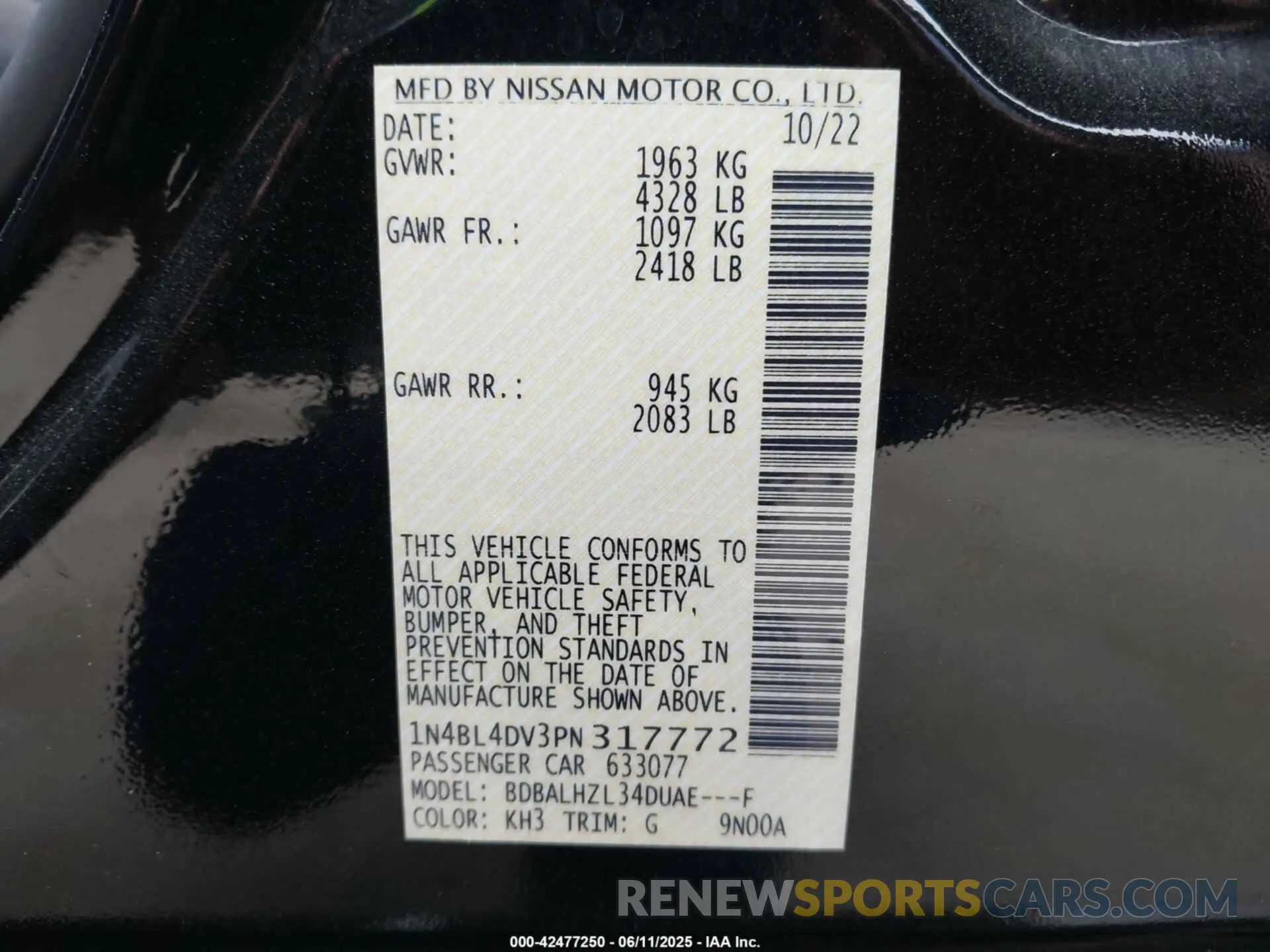 9 Фотография поврежденного автомобиля 1N4BL4DV3PN317772 NISSAN ALTIMA 2023