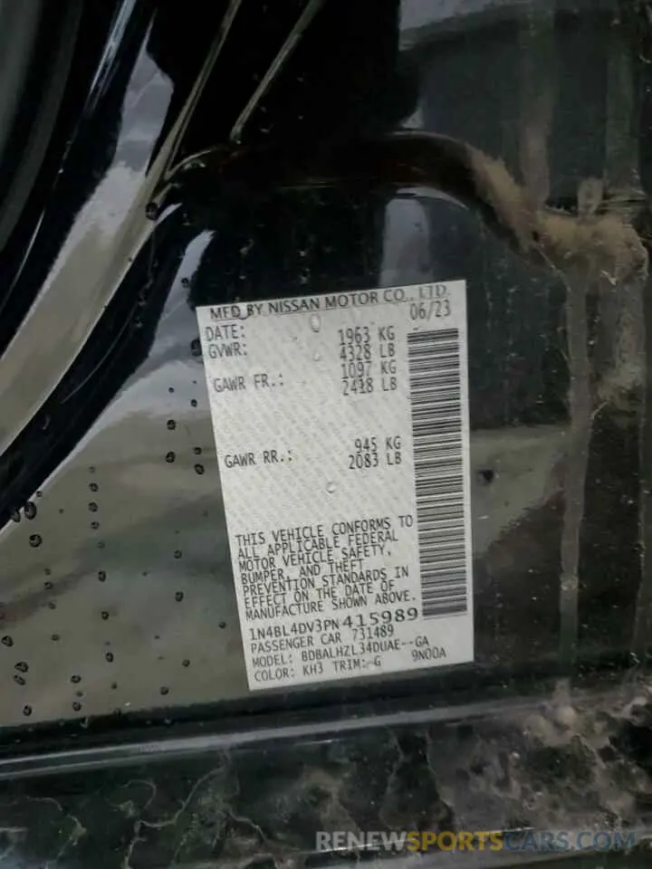14 Фотография поврежденного автомобиля 1N4BL4DV3PN415989 NISSAN ALTIMA 2023