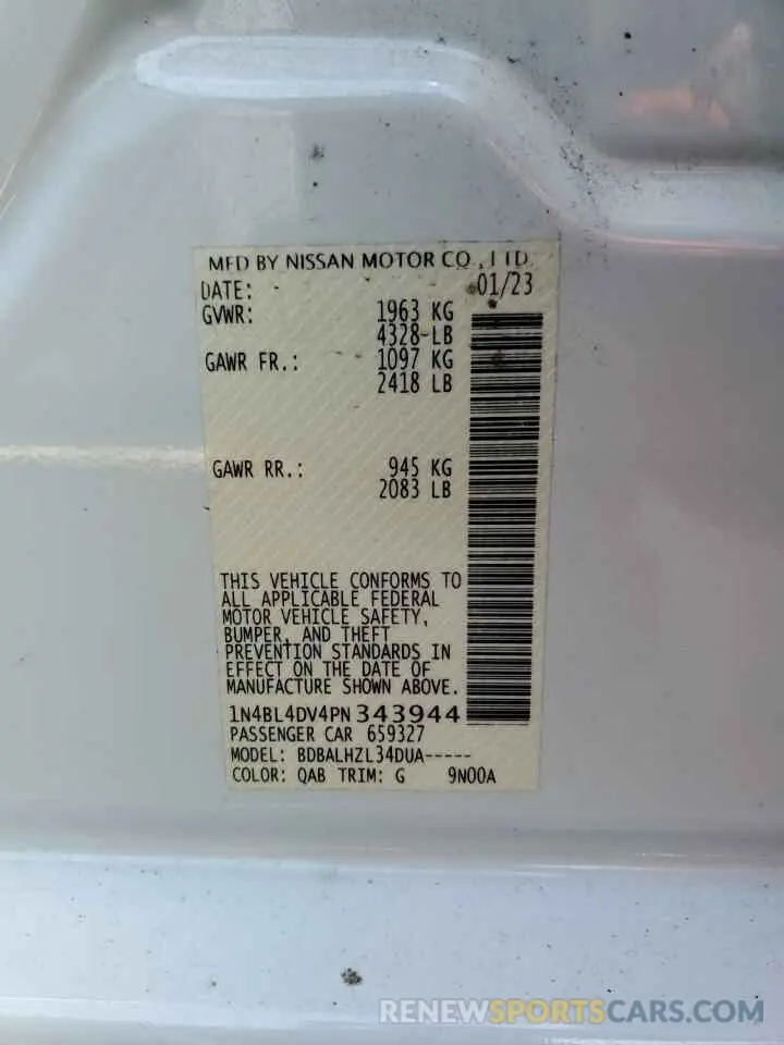 13 Фотография поврежденного автомобиля 1N4BL4DV4PN343944 NISSAN ALTIMA 2023