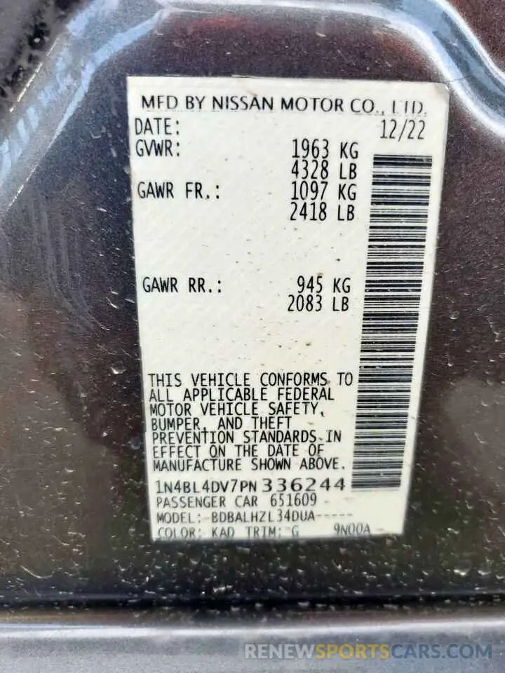 13 Фотография поврежденного автомобиля 1N4BL4DV7PN336244 NISSAN ALTIMA 2023