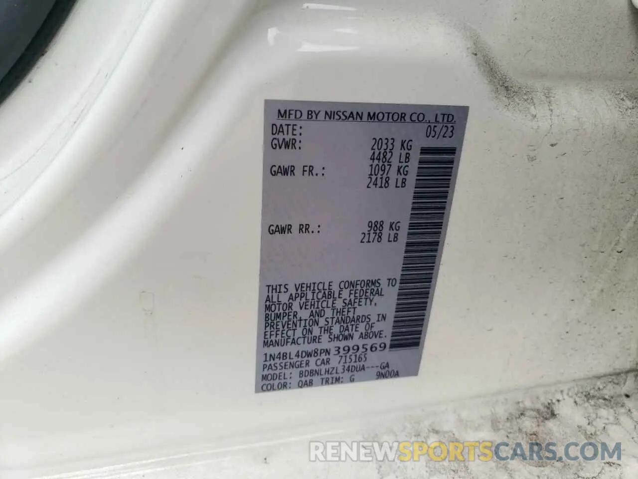 12 Фотография поврежденного автомобиля 1N4BL4DW8PN399569 NISSAN ALTIMA 2023