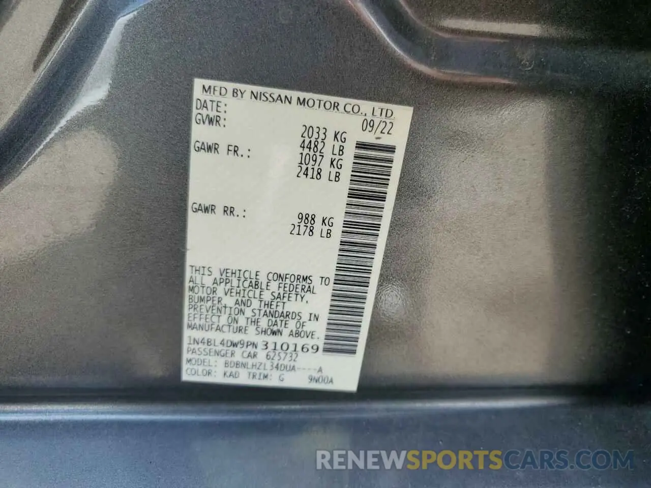 13 Фотография поврежденного автомобиля 1N4BL4DW9PN310169 NISSAN ALTIMA 2023