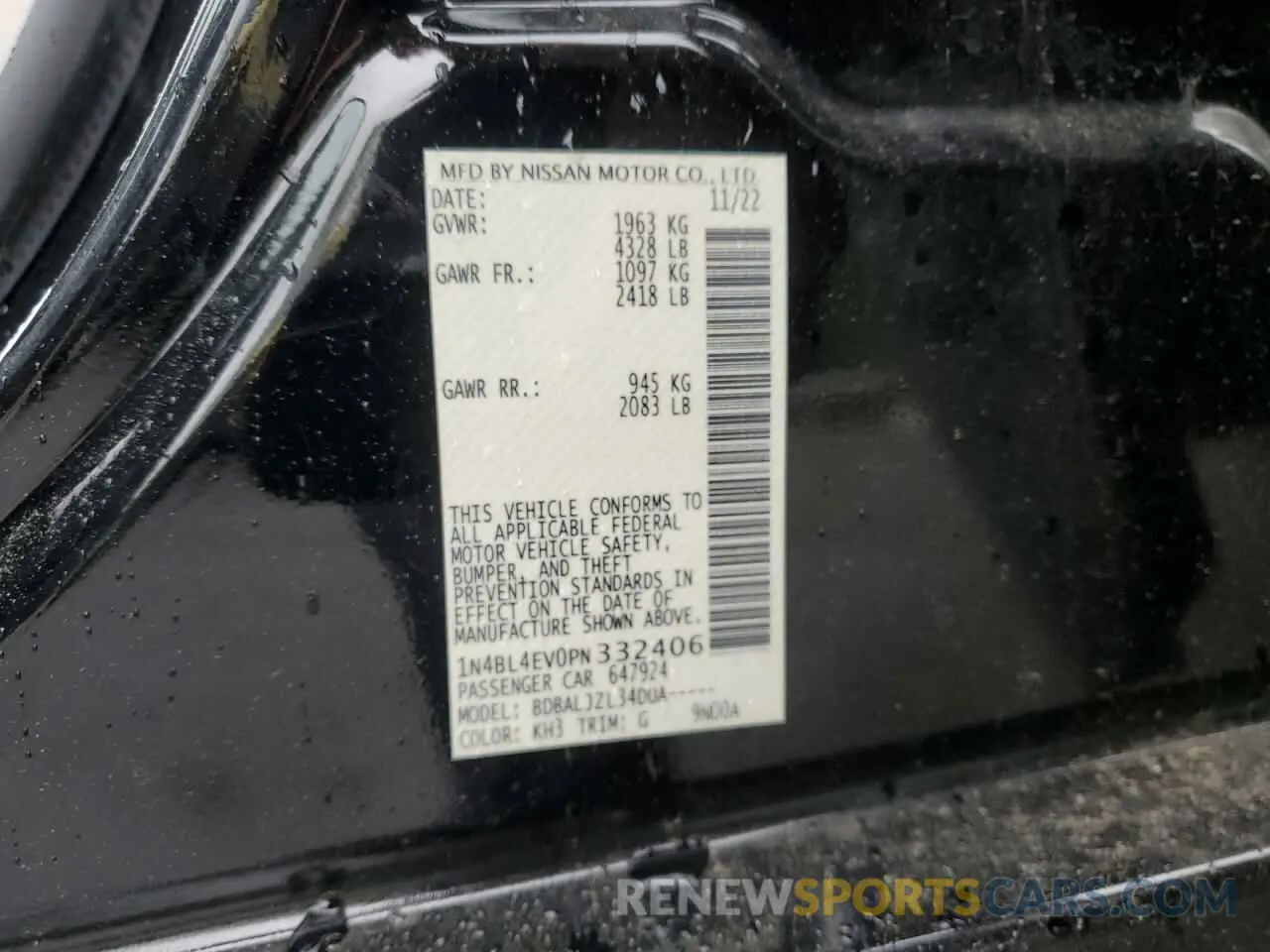 13 Photograph of a damaged car 1N4BL4EV0PN332406 NISSAN ALTIMA 2023