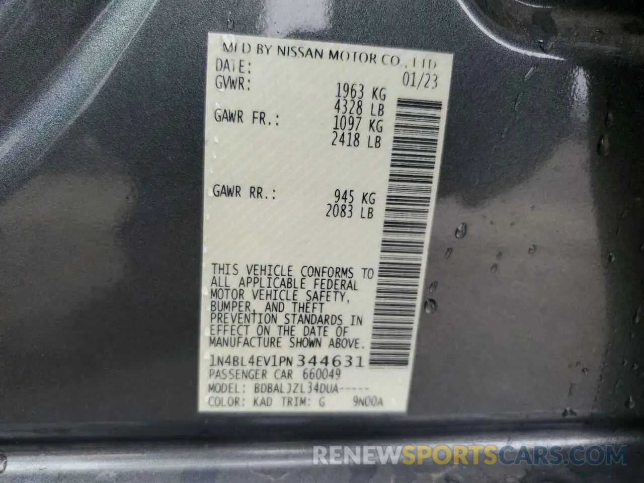 13 Фотография поврежденного автомобиля 1N4BL4EV1PN344631 NISSAN ALTIMA 2023