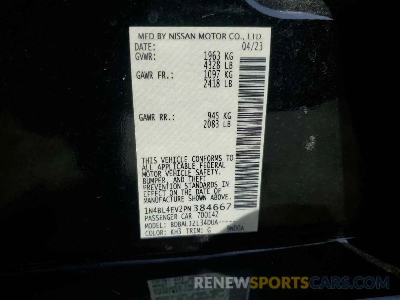 15 Фотография поврежденного автомобиля 1N4BL4EV2PN384667 NISSAN ALTIMA 2023