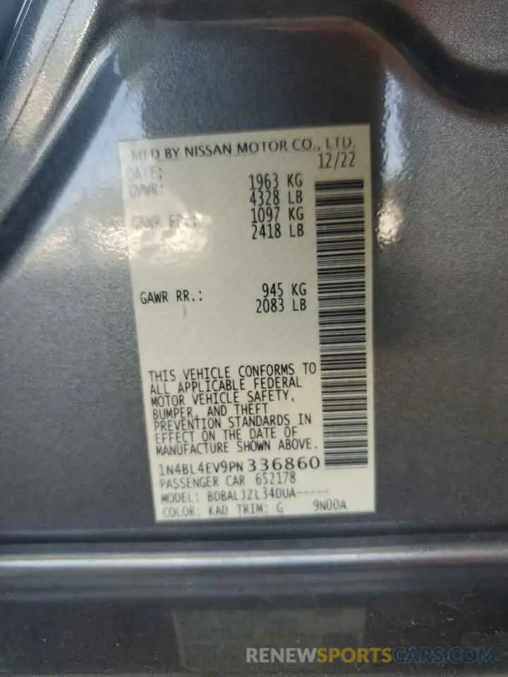 13 Фотография поврежденного автомобиля 1N4BL4EV9PN336860 NISSAN ALTIMA 2023