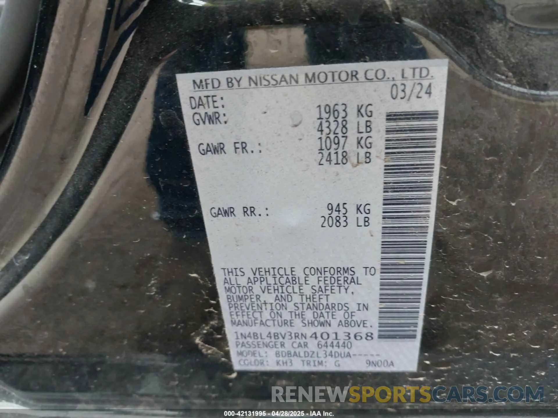 9 Фотография поврежденного автомобиля 1N4BL4BV3RN401368 NISSAN ALTIMA 2024
