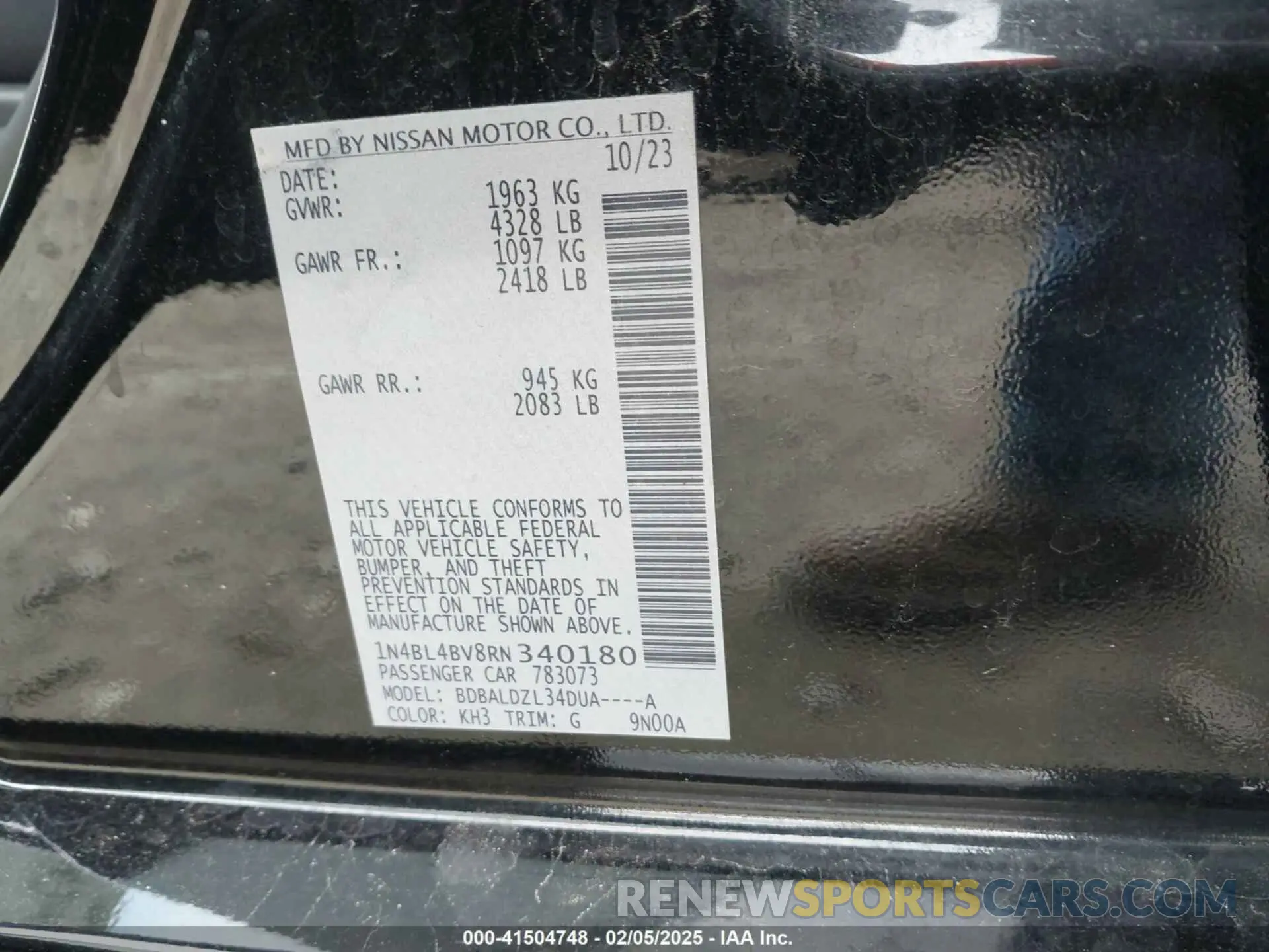 9 Фотография поврежденного автомобиля 1N4BL4BV8RN340180 NISSAN ALTIMA 2024