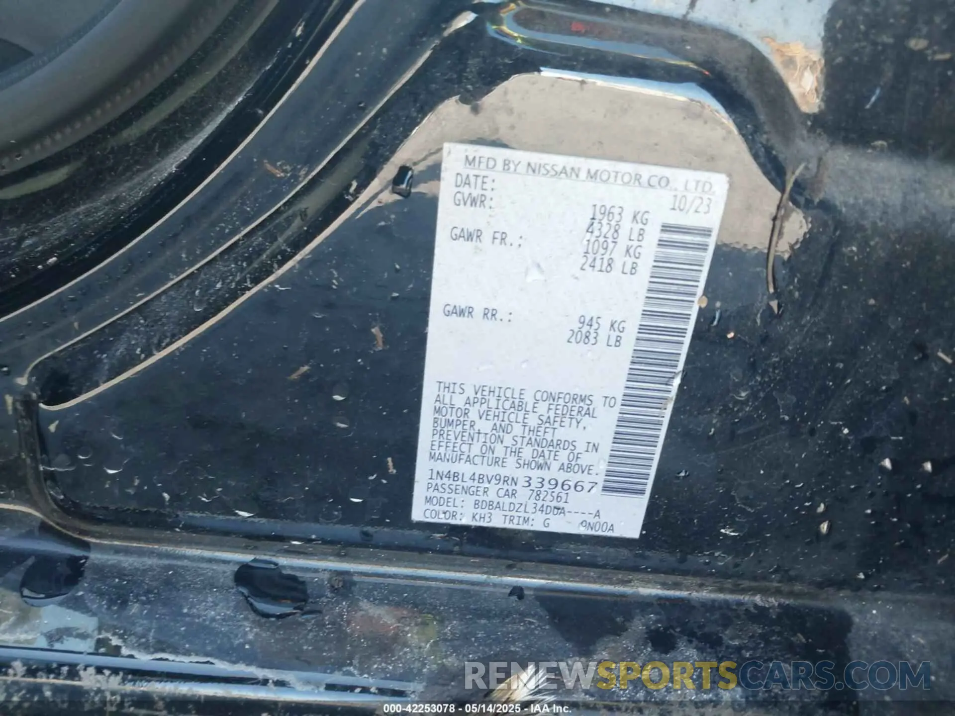 9 Photograph of a damaged car 1N4BL4BV9RN339667 NISSAN ALTIMA 2024