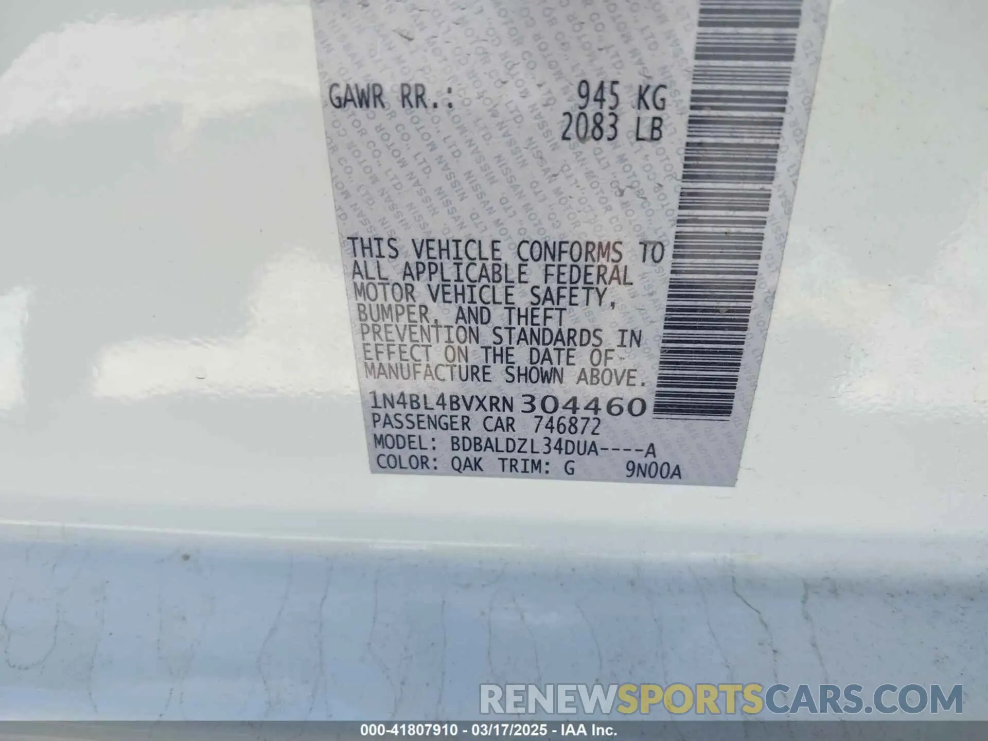 9 Photograph of a damaged car 1N4BL4BVXRN304460 NISSAN ALTIMA 2024