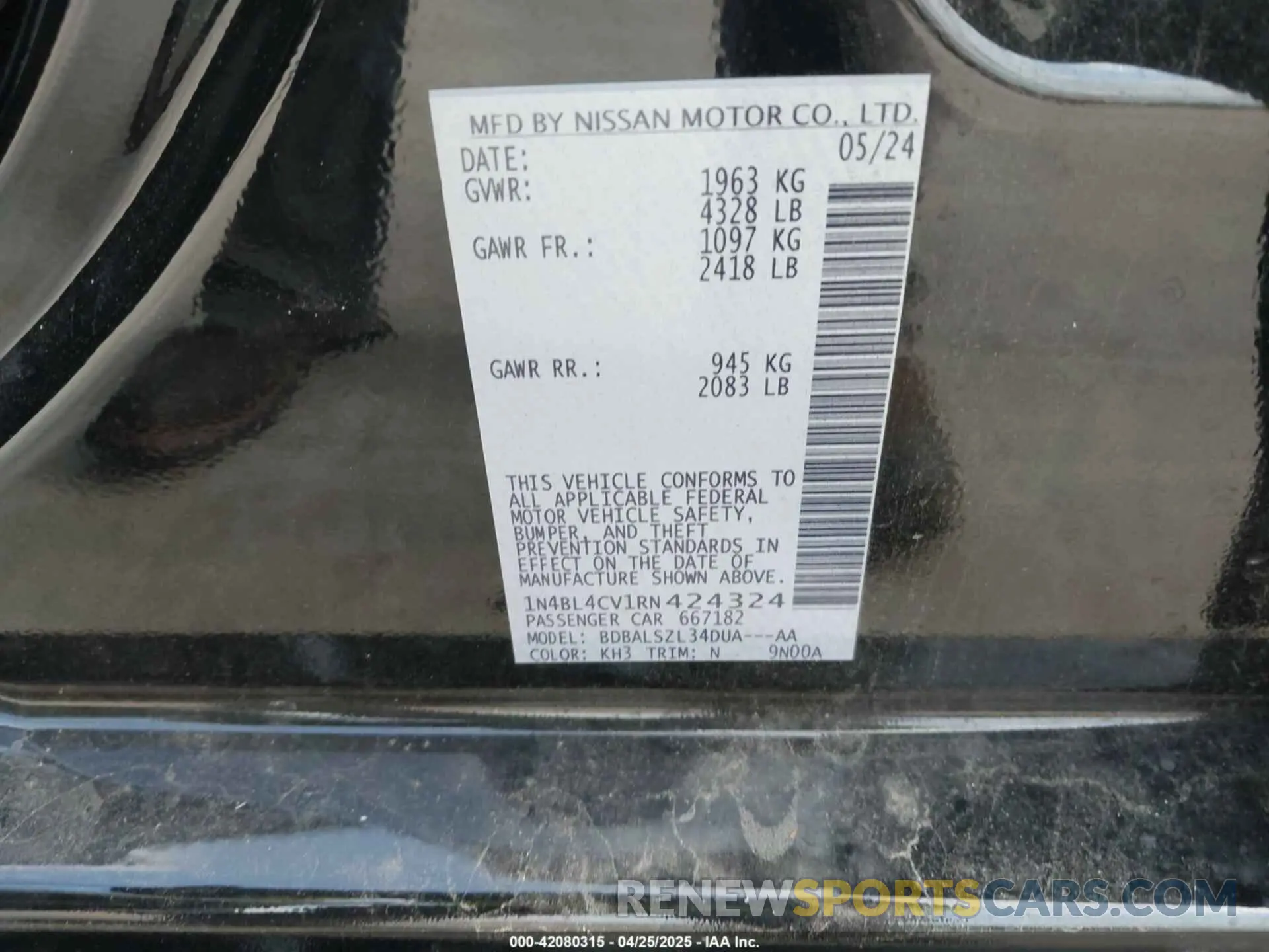 9 Фотография поврежденного автомобиля 1N4BL4CV1RN424324 NISSAN ALTIMA 2024