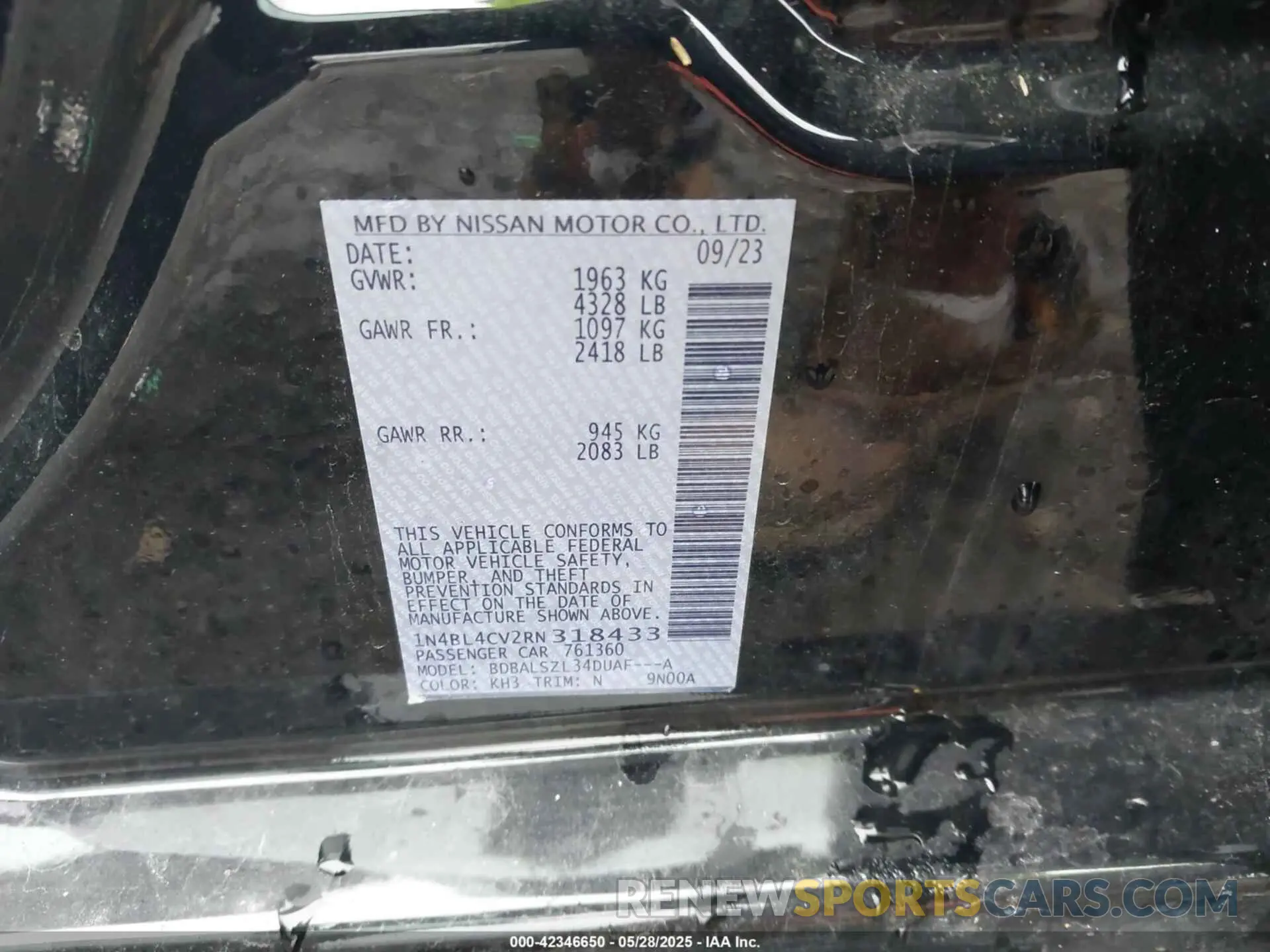 9 Photograph of a damaged car 1N4BL4CV2RN318433 NISSAN ALTIMA 2024