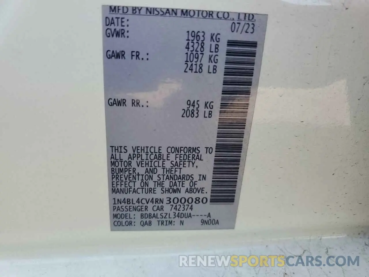 13 Фотография поврежденного автомобиля 1N4BL4CV4RN300080 NISSAN ALTIMA 2024