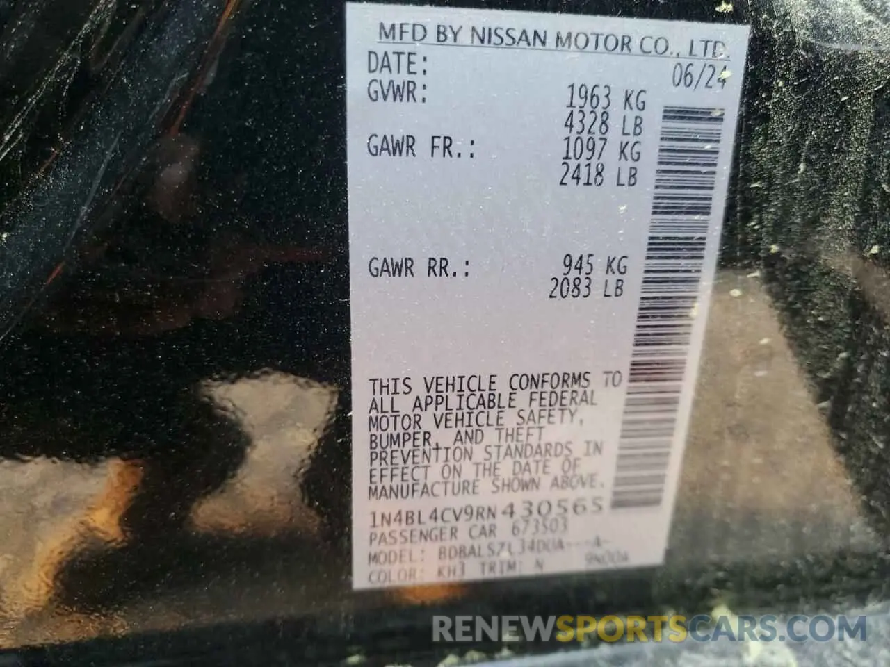 12 Photograph of a damaged car 1N4BL4CV9RN430565 NISSAN ALTIMA 2024