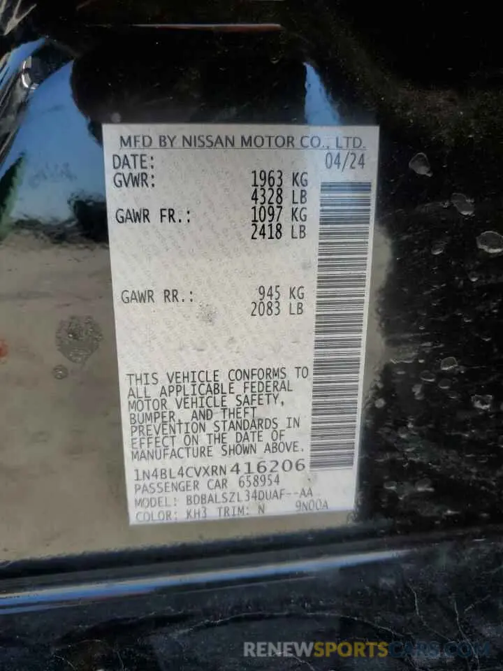 13 Photograph of a damaged car 1N4BL4CVXRN416206 NISSAN ALTIMA 2024